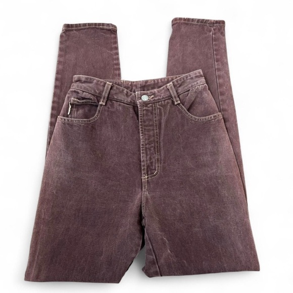 VTG 90s Bongo Jeans Size 5 Brown Denim High Waist Tapered Leg USA Made - Picture 5 of 8